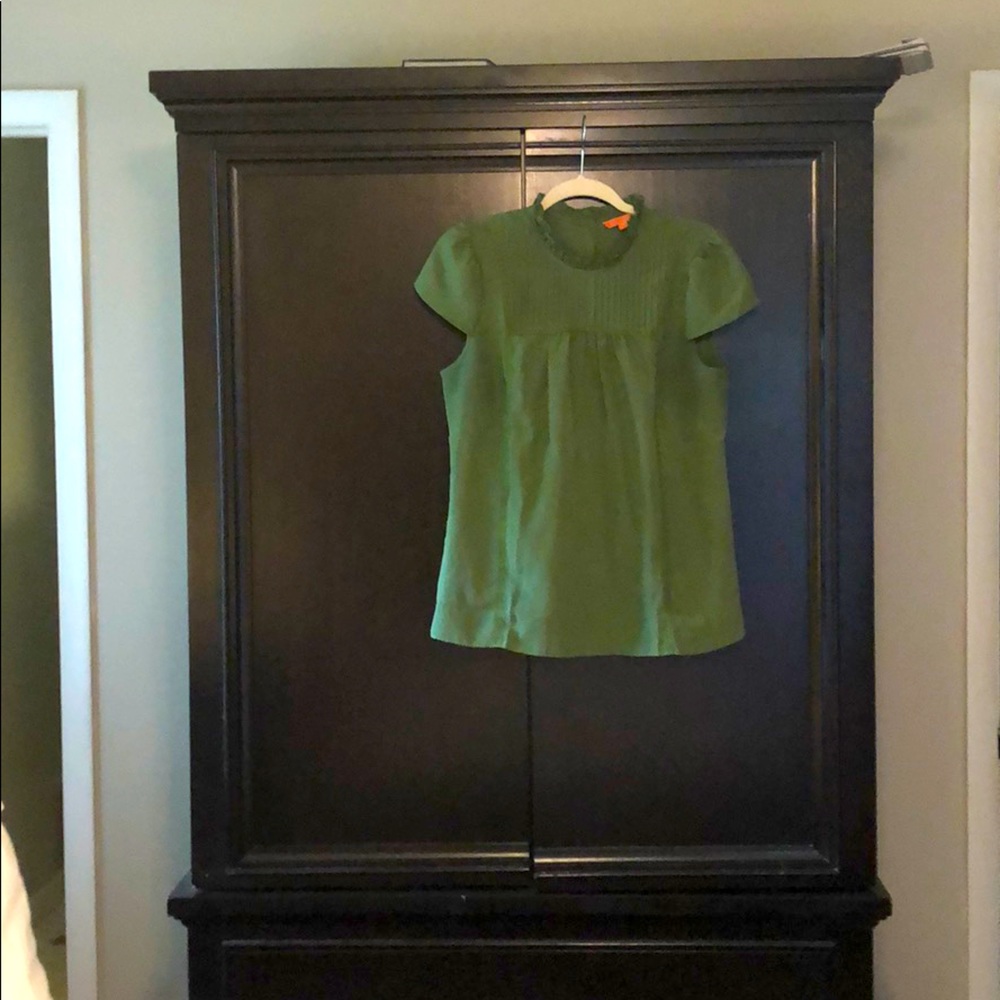 MODCLOTH Green Cap-Sleeve Blouse